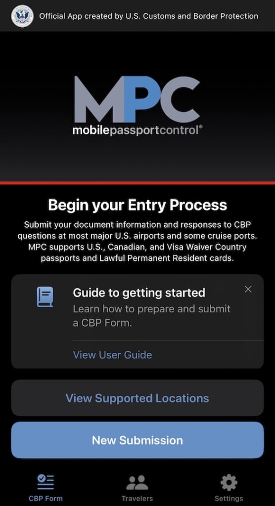 Capture écran application Mobile Passeport Control