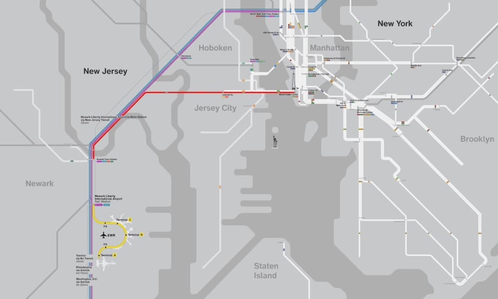 Transfert Newark / Manhattan en train ou en métro avec carte