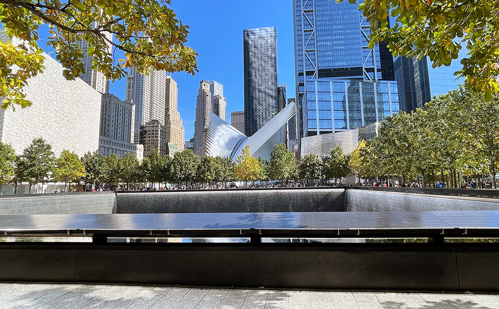 Ground Zero New York : vue sur le memorial du 11 septembre