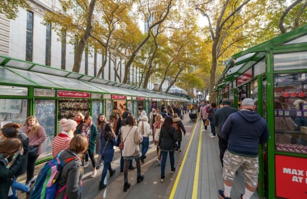 Stands du marché de Noël de Bryant Park à New York