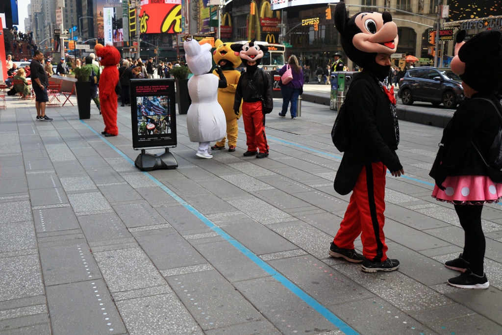 Zone dédiée aux mascottes de Times Square, New York