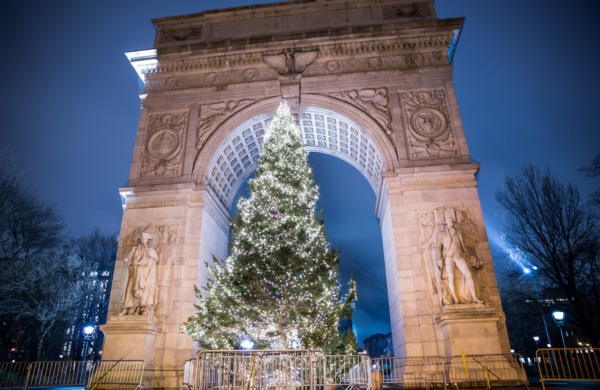 Sapin sous l'arche du Washington Square Park à New York