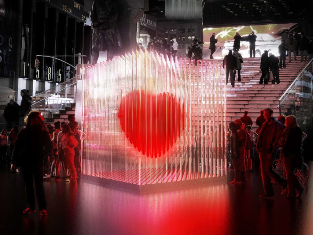 La magie de la Saint-Valentin à Times Square à New York, où les lumières scintillantes et l'atmosphère romantique créent une ambiance inoubliable pour les amoureux