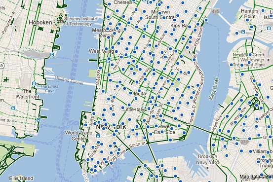 Carte des stations city-bikes