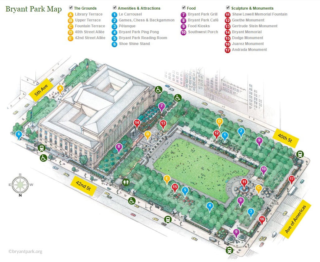 Plan Bryant Park New York