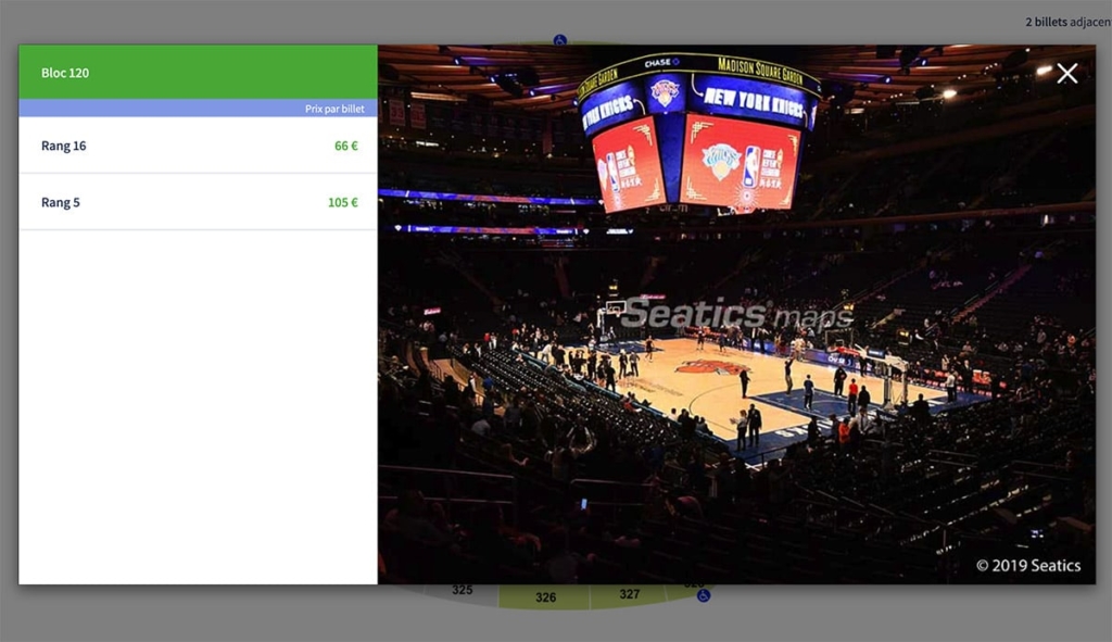 Plan salle basket Madison Square Garden